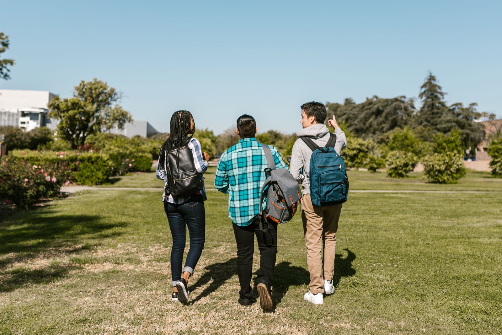 Students walking together across campus
